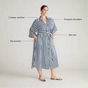 Universal Standard - Plaza Linen Dress - Blue & White Striped - Medium 18/20